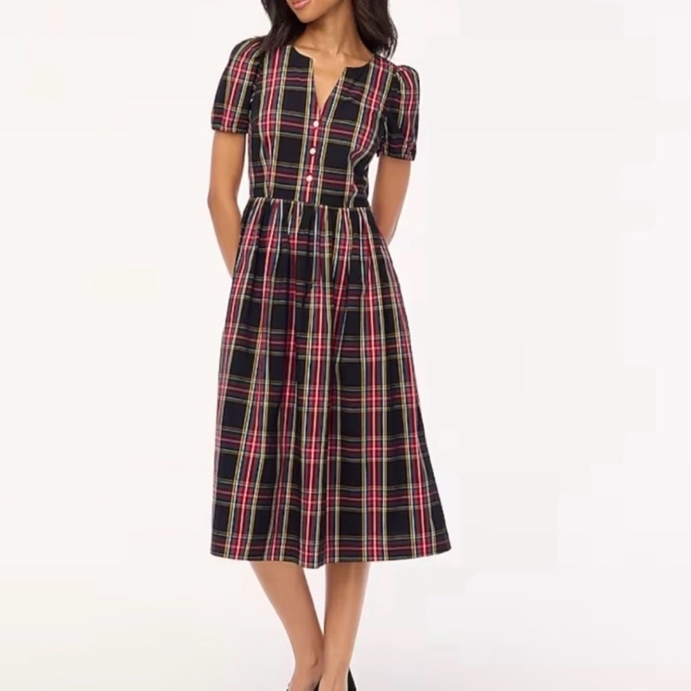 J. Crew Plaid Midi Dress